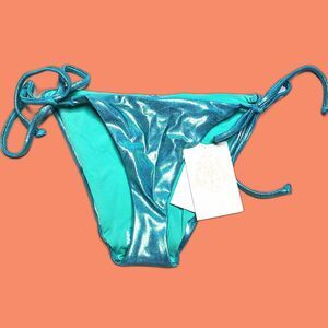 NWT Becca by Rebecca Virtue Liquid Metal Demi Tie Side Bikini Bottom Size Small